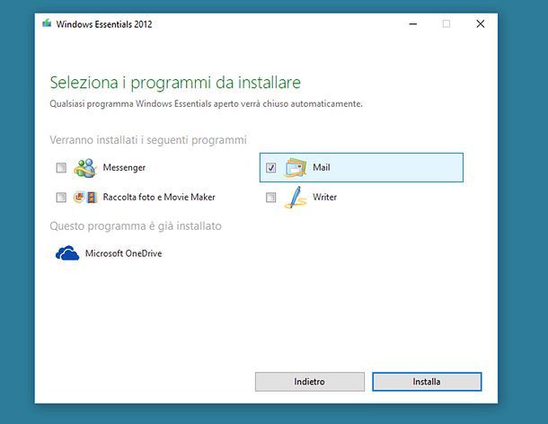 Installazione Windows Live Mail su Windows 10