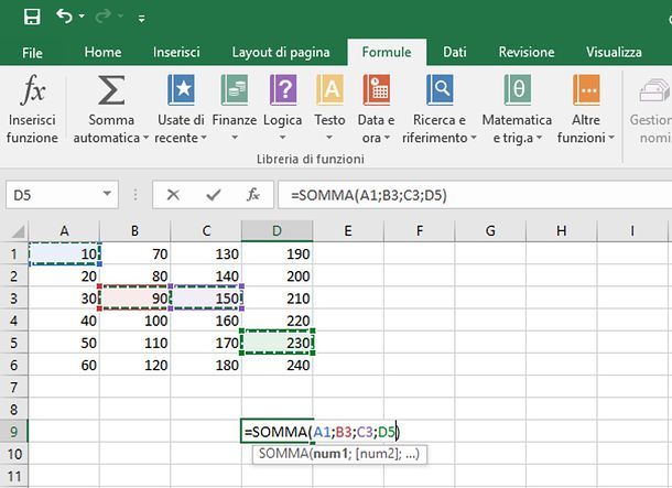 Come sommare automaticamente su Excel