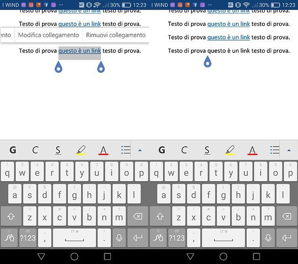 Come eliminare collegamenti ipertestuali da Word per Android