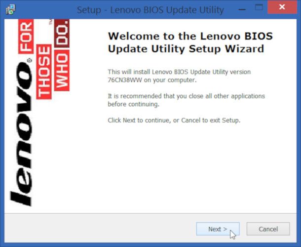 Come aggiornare il BIOS Lenovo