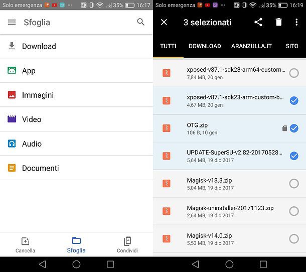 Come selezionare più file su Android