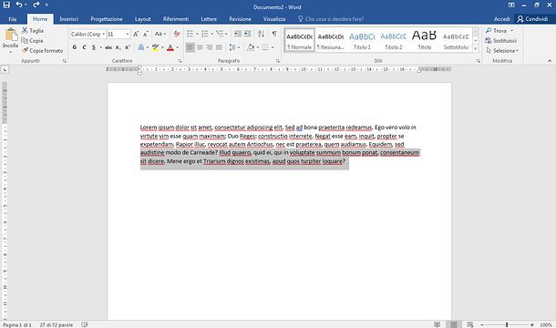 Come selezionare testo in Word