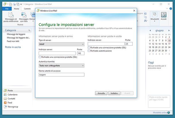 Configurazione Windows Live Mail