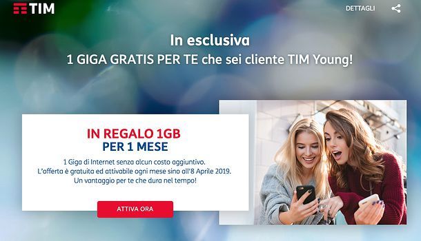 1GB in regalo per 30 giorni