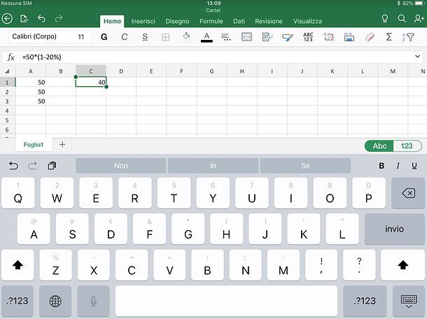 Come sottrarre la percentuale in Excel Mobile