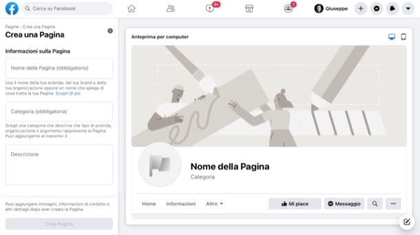 Creare Pagina Facebook