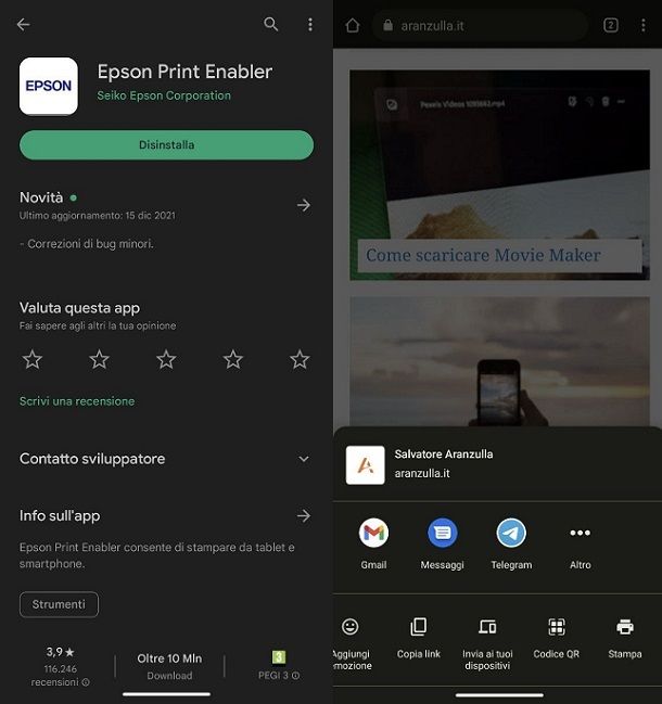 Come installare stampante Epson su dispositivi mobili Android