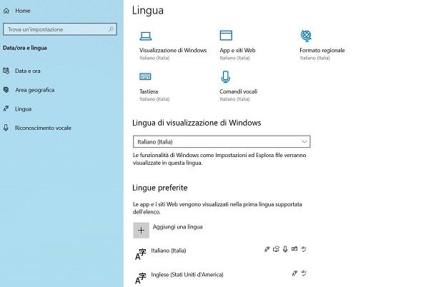 Modifica della lingua di sistema