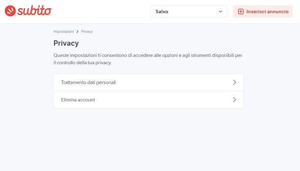 Come cancellare account Subito.it