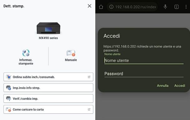 Accedere a stampante Canon password amministratore