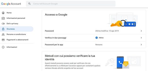 Verifica in due passaggi di Google