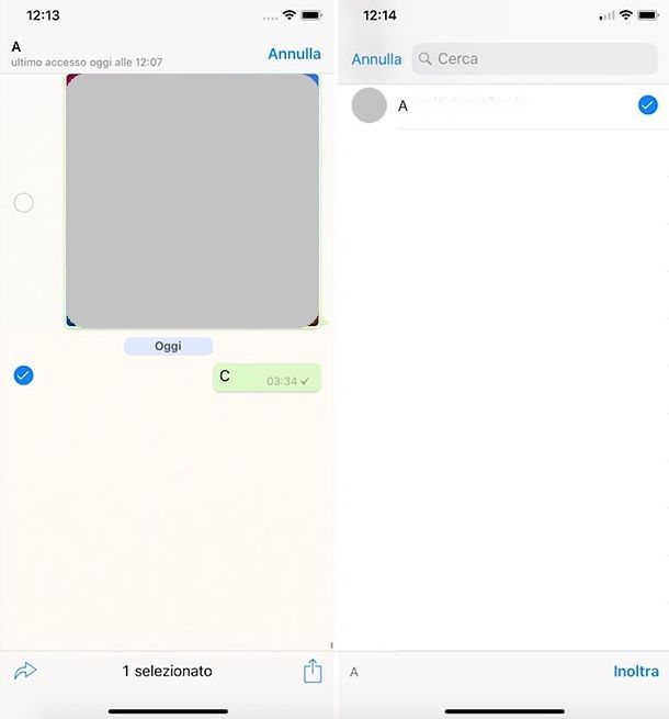 WhatsApp iPhone inoltro messaggi