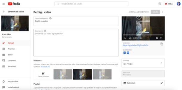 Pubblicare video su YouTube