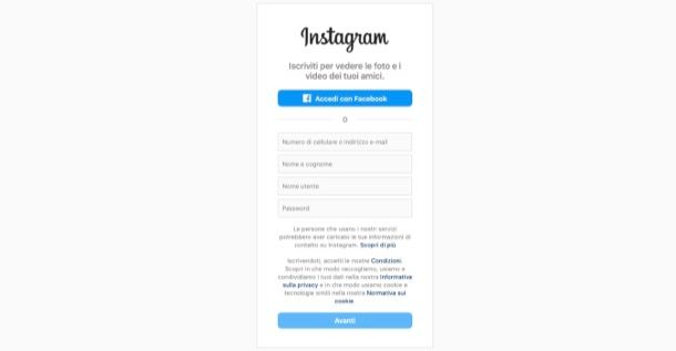 Registrarsi a Instagram da computer