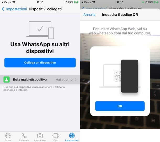 WhatsApp funzione multidispositivo beta su iPhone