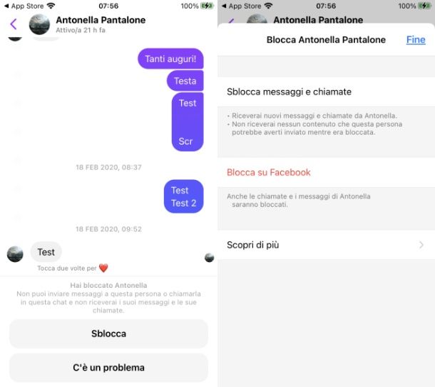 Come sbloccare una persona da Facebook Messenger