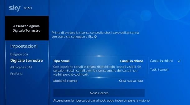 Come sintonizzare il digitale terrestre su Sky