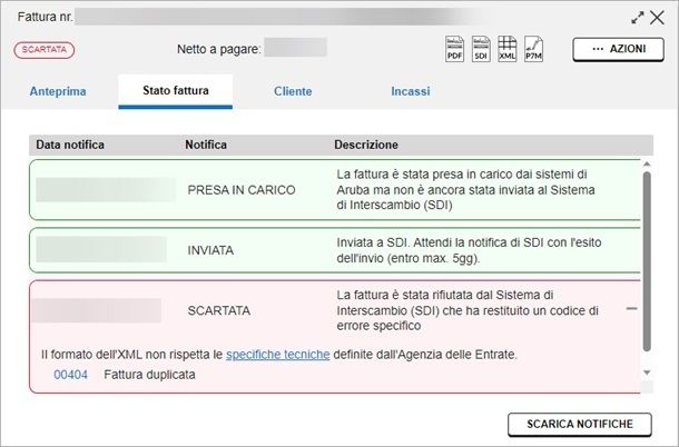 Come risolvere errore 404 fattura elettronica