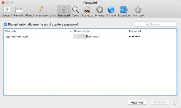 Come scoprire password email — Safari