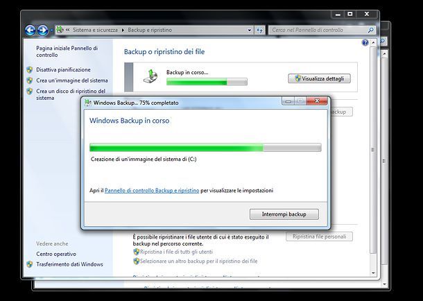 Come effettuare backup Windows 7