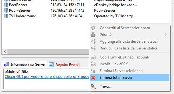 Come aggiornare i server di eMule