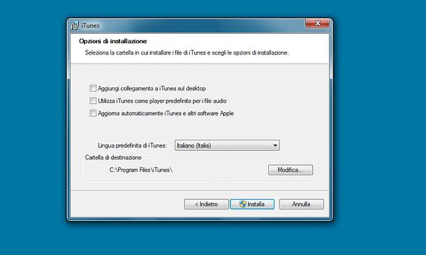 Installazione iTunes