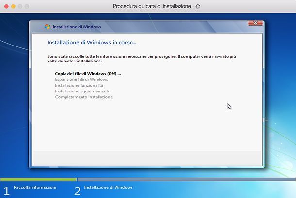 Installazione di Windows in Parallels Desktop