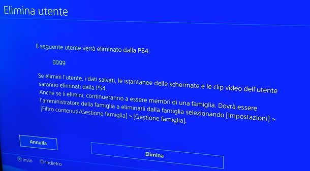 Come eliminare un account PS4