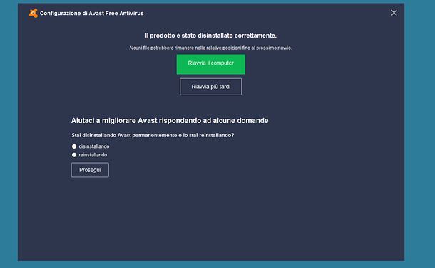 Come disinstallare Avast da Windows 10