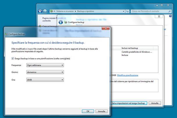 Come effettuare backup Windows 7