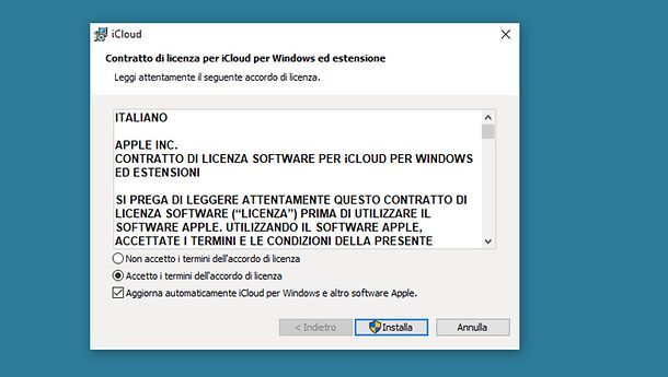 Installazione di iCloud per Windows