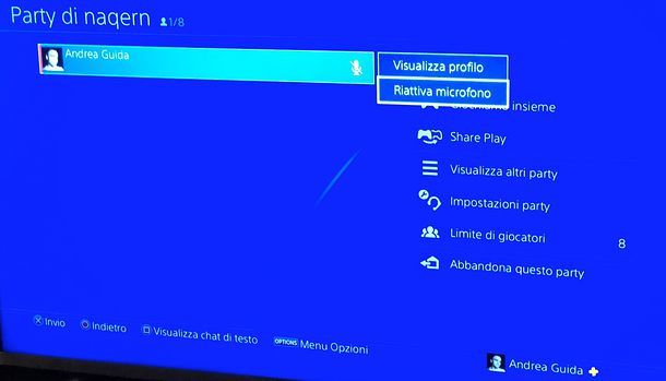 Come attivare microfono party PS4