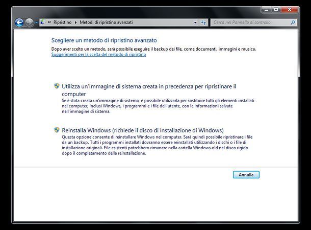 Come effettuare backup Windows 7