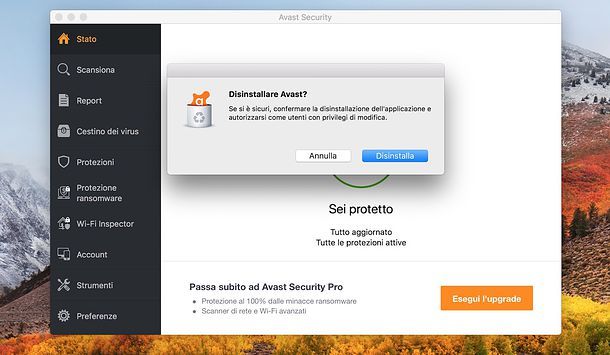 Disinstallare Avast Mac