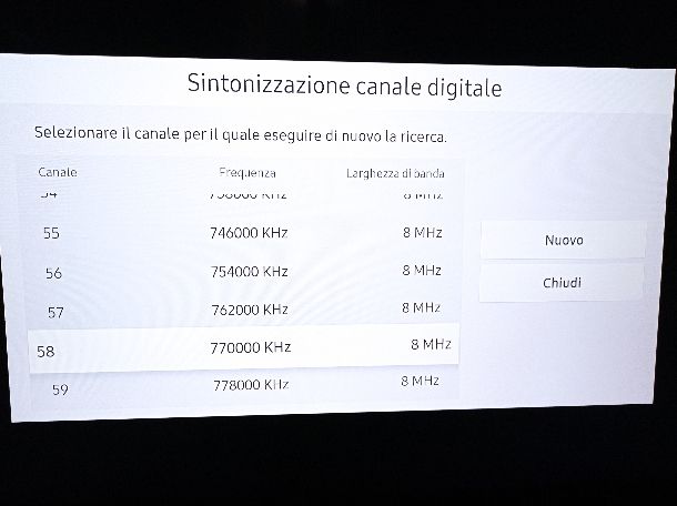 Sintonizzazione manuale TV Samsung