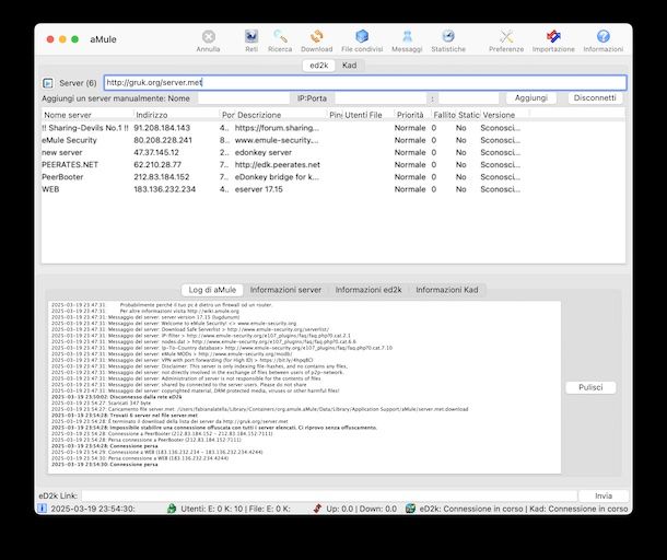 Aggiunta manuale server aMule