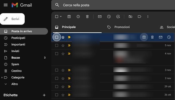 Archiviare la posta elettronica di Gmail