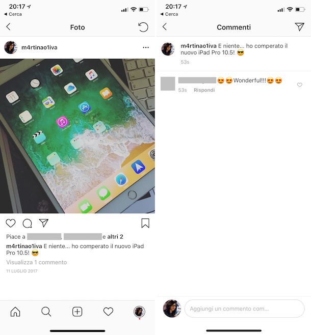 Commenti Instagram app