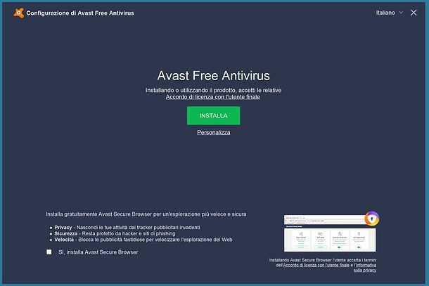 Come installare Avast antivirus gratis