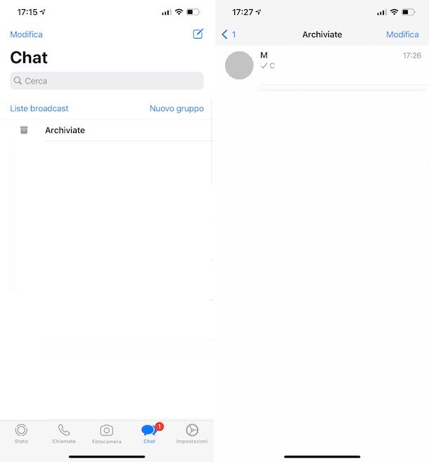 WhatsApp iPhone chat archiviate