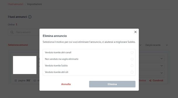 Come cancellare annunci su Subito.it