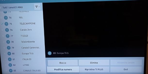 Ordinare manualmente canali TV Samsung