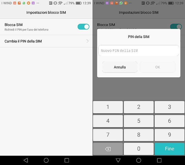 Come cambiare PIN SIM Wind su Android