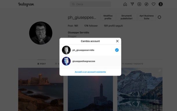 Cambiare profilo instagram 