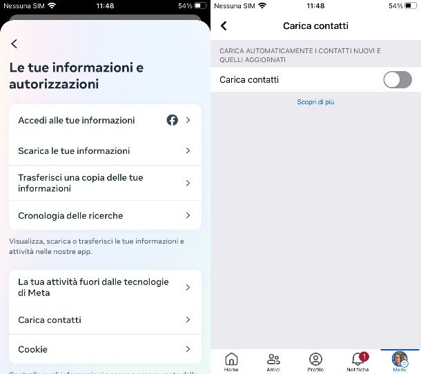 Sincronizzare contatti iPhone con Facebook