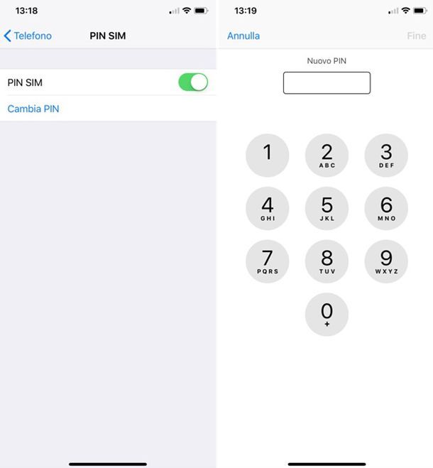 Come cambiare PIN SIM Wind su iPhone