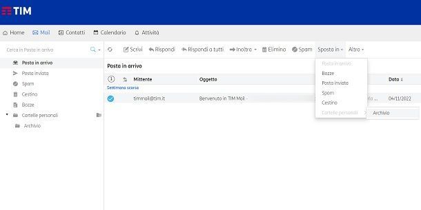 Archiviare la posta elettronica di TIM Mail