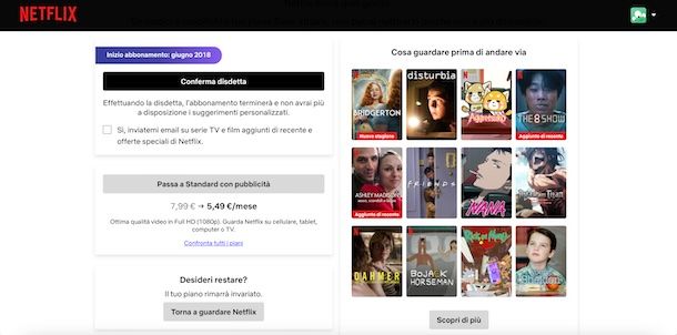 Come disattivare Netflix