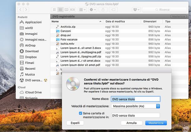 Come masterizzare con Mac