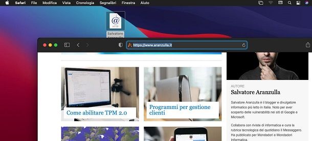 Creare collegamento sul desktop con Safari